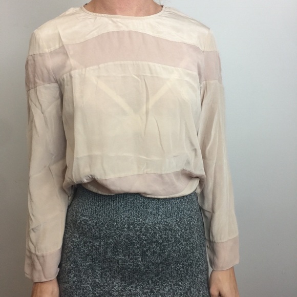 Elizabeth and James Tops - Elizabeth and James Tan Silk Sheer Tulip Back Top